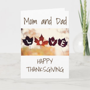 CARTES POUR FÊTES ANNUELLES FEUILLES D'AMOUR À REMERCIER MES ***PARENTS***