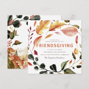 Cartes Pour Fêtes Annuelles Feuilles d'automne   Action de grâce Friendsgiving
