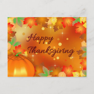 Cartes Pour Fêtes Annuelles Feuilles d'automne colorées bon thanksgiving