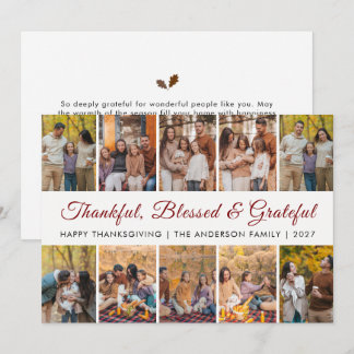 Cartes Pour Fêtes Annuelles Feuilles d'automne élégantes Joyeux Thanksgiving 1