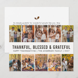Cartes Pour Fêtes Annuelles Feuilles d'automne élégantes Joyeux Thanksgiving 1
