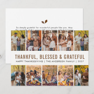 Cartes Pour Fêtes Annuelles Feuilles d'automne élégantes Joyeux Thanksgiving 1