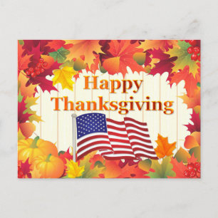 Cartes Pour Fêtes Annuelles Feuilles d'automne et Turquie Fête de Thanksgiving