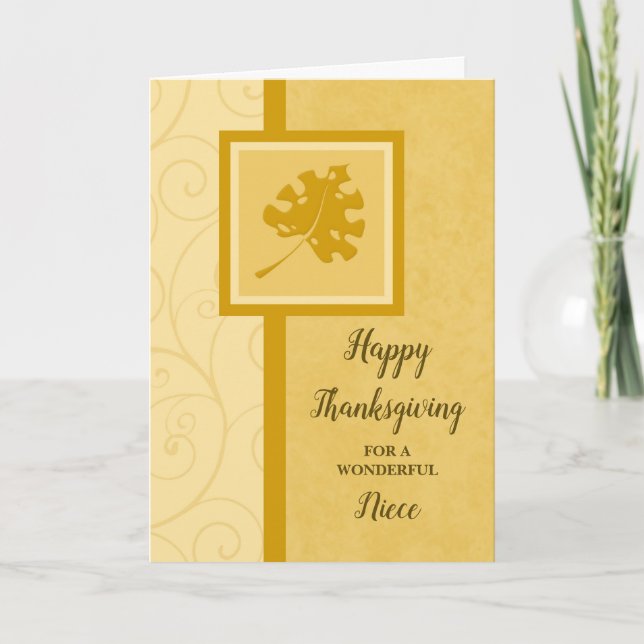 Cartes Pour Fêtes Annuelles Feuilles d'automne Joyeux Thanksgiving Nièce (Devant)