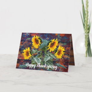 Cartes Pour Fêtes Annuelles Feuilles d'automne rustiques et tournesols