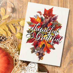 Cartes Pour Fêtes Annuelles Feuilles d'automne vintage tendance, gracieuses et