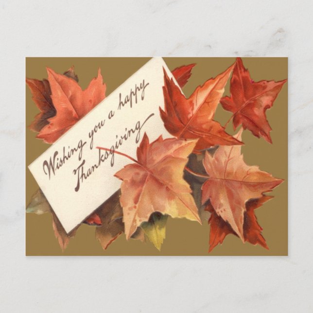 Cartes Pour Fêtes Annuelles Feuilles D'Automne Vous Souhaitant Un Bon thanksgi (Devant)