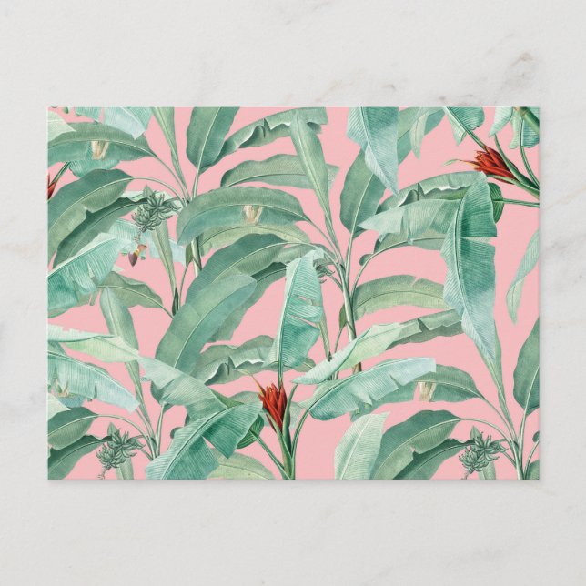 Cartes Pour Fêtes Annuelles Feuilles de bananier tropicales aquarelles moderne (Devant)