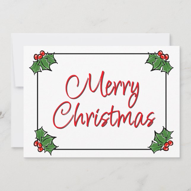 Cartes Pour Fêtes Annuelles Feuilles de houx, baies de houx, couronne de Noël  (Devant)