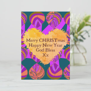 Cartes Pour Fêtes Annuelles Feuilles de poisson violet vert orange Noël