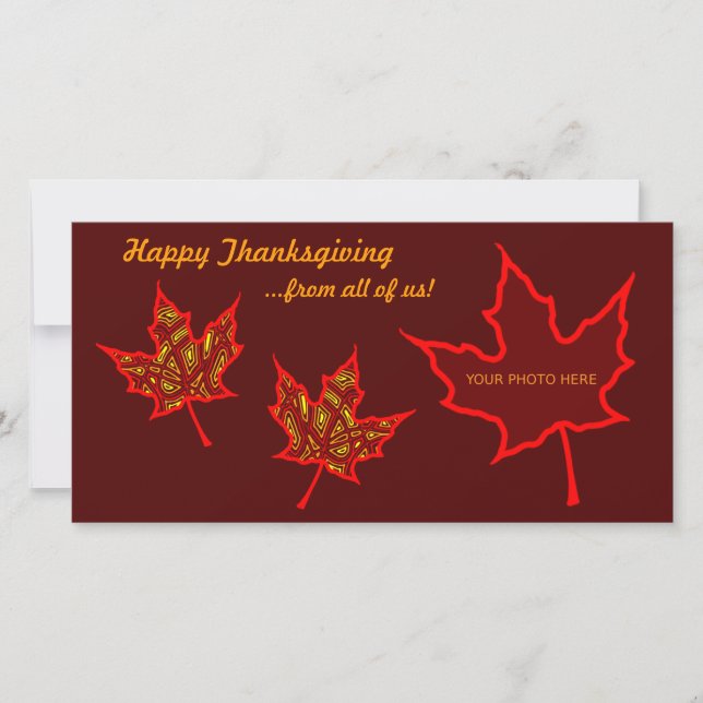 Cartes Pour Fêtes Annuelles Feuilles de Thanksgiving (Devant)