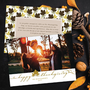 Cartes Pour Fêtes Annuelles Feuilles de Thanksgiving Élégant Flourdissant Scri
