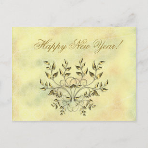 Cartes Pour Fêtes Annuelles Feuilles d'or sur branches