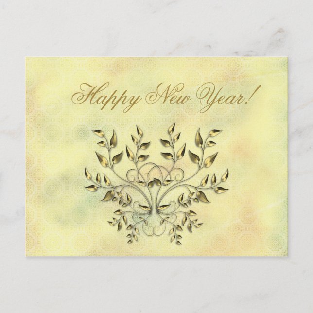 Cartes Pour Fêtes Annuelles Feuilles d'or sur branches (Devant)