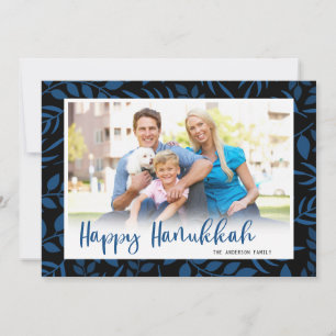 Cartes Pour Fêtes Annuelles Feuilles Modernes Calligraphie Photo Joyeux Hanukk