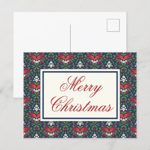 Cartes Pour Fêtes Annuelles Feuilles vertes de houx, baies rouges et nœud roug
