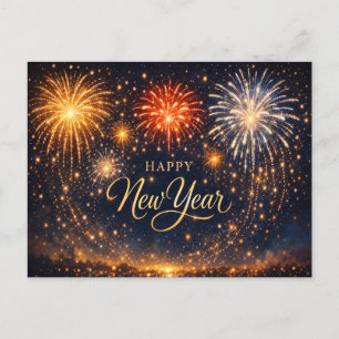 Cartes Pour Fêtes Annuelles Feux d'artifice dorés Nuit Ciel Nouvel An