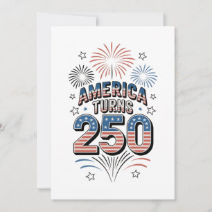 Cartes Pour Fêtes Annuelles Feux d'artifice du 4 juillet pour le 250e annivers