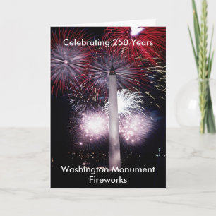 Cartes Pour Fêtes Annuelles Feux d'artifice du Monument Washington 250 Ans