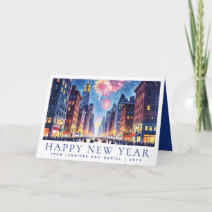 Cartes Pour Fêtes Annuelles Feux d'artifice du Nouvel An à New York à l'aquare