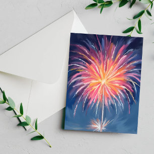 Cartes Pour Fêtes Annuelles Feux d'artifice du Nouvel An Aquarelle