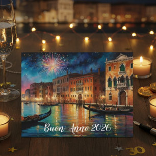 Cartes Pour Fêtes Annuelles Feux d'artifice élégants de Venise Nouvel An