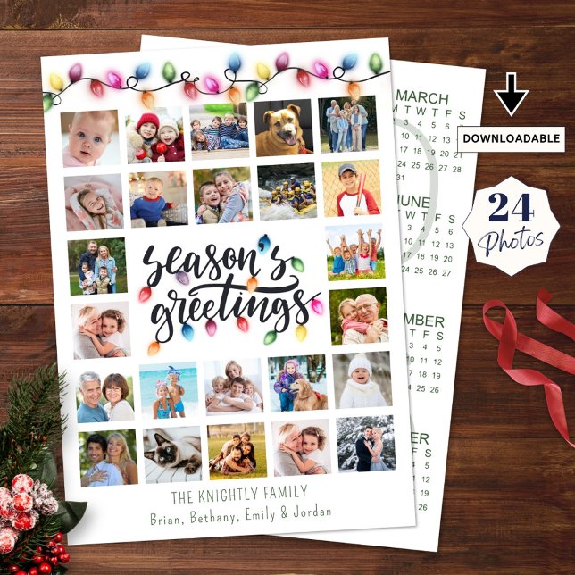 Cartes Pour Fêtes Annuelles Feux de Noël 24 Collage de photos Calendrier 2026 (Créateur téléchargé)