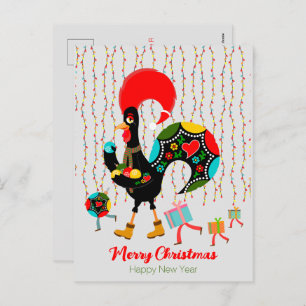 Cartes Pour Fêtes Annuelles Feux de Noël, baubles, cadeaux et coq