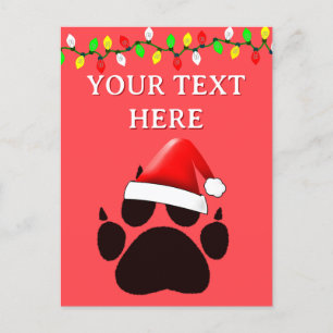 Cartes Pour Fêtes Annuelles Feux de Noël de l'Empreinte de patte de chat Santa