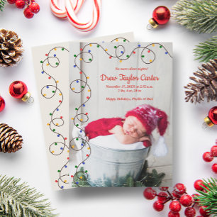 Cartes Pour Fêtes Annuelles Feux de Noël Photo de naissance Annonces