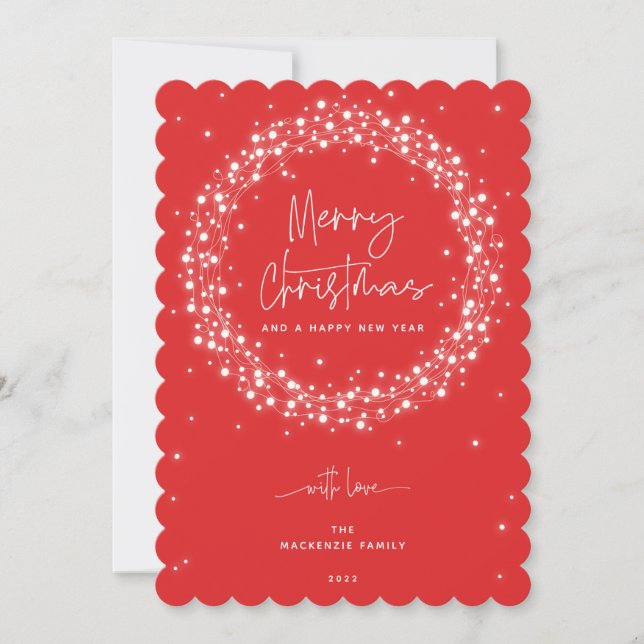 Cartes Pour Fêtes Annuelles Feux rouges brillants Joyeux Noël (Devant)