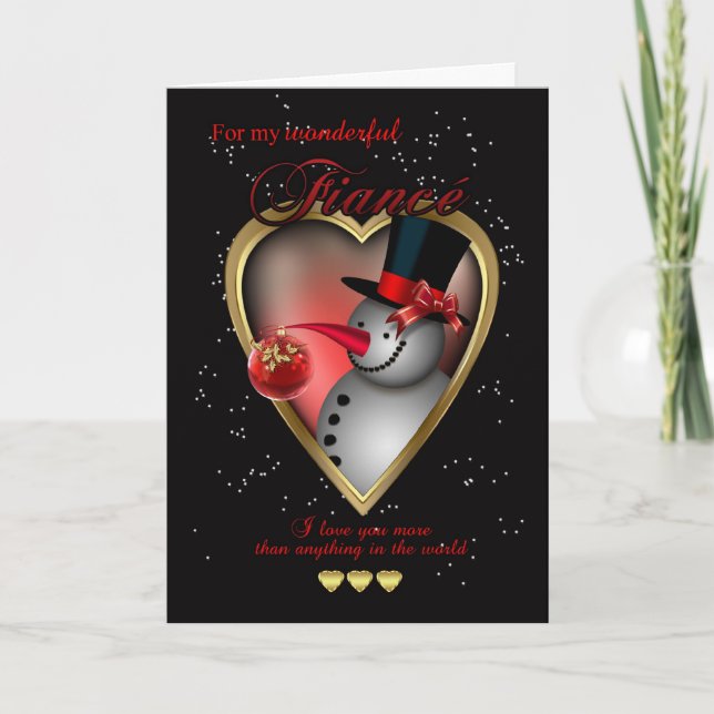 Cartes Pour Fêtes Annuelles Fiance Christmas Card - Snowman In Heart (Devant)
