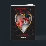 Cartes Pour Fêtes Annuelles Fiance Christmas Card - Snowman In Heart<br><div class="desc">Fiance Christmas Card - Snowman In Heart</div>