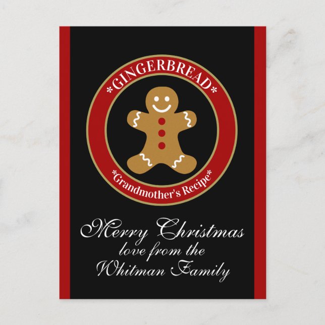 Cartes Pour Fêtes Annuelles Fiche de recette de pain d'épices (Devant)