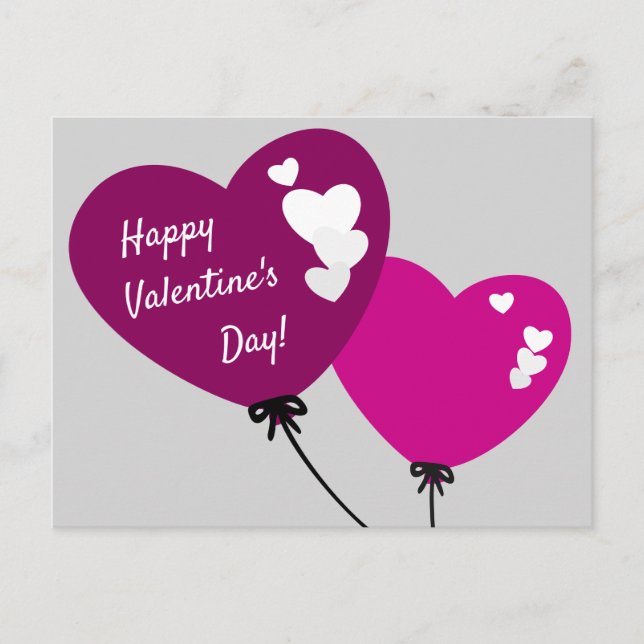 Cartes Pour Fêtes Annuelles Fiche Heureuse Sainte-Valentin du coeur du ballon (Devant)
