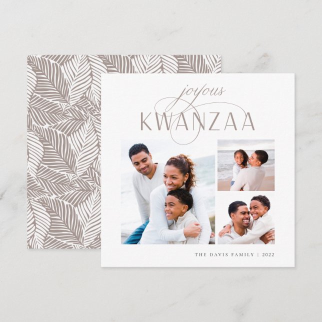 Cartes Pour Fêtes Annuelles Fidélité | 3 Photo Collage Kwanzaa (Devant / Derrière)