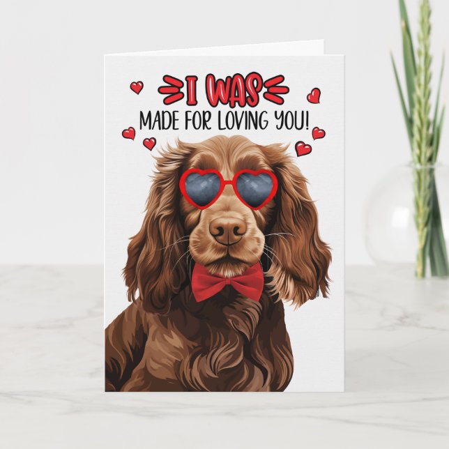 Cartes Pour Fêtes Annuelles Field Spaniel Chien Fabriqué Vous Aimer Valentine (Devant)