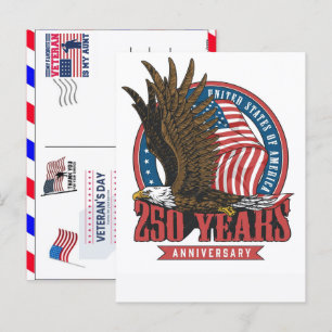 Cartes Pour Fêtes Annuelles Fier Vétéran 250 Ans Amérique 1776 2026