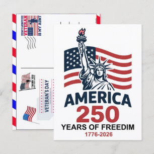 Cartes Pour Fêtes Annuelles Fier Vétéran 250 Ans Amérique 1776 2026