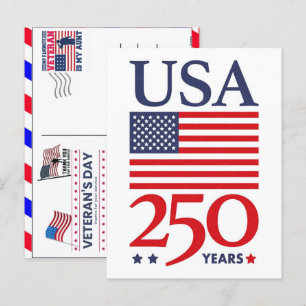 Cartes Pour Fêtes Annuelles Fier Vétéran 250 Ans Amérique 1776 2026