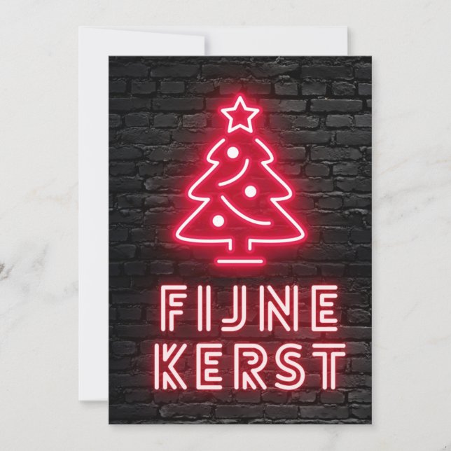 Cartes Pour Fêtes Annuelles Fijne Kerst Rood Neon Kerstmis Xmas (Devant)