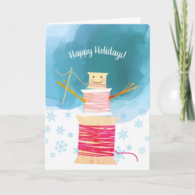 Cartes Pour Fêtes Annuelles Fil d'aiguille snowman couture artisanat Noël Holi (Devant)
