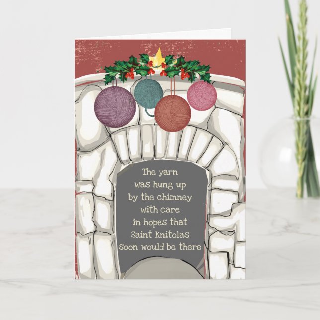 Cartes Pour Fêtes Annuelles Fil de cheminée drôle tricot tricot Noël (Devant)
