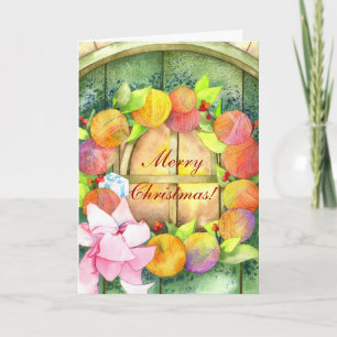 Cartes Pour Fêtes Annuelles Fil de Fer Coloré Wreath Joyeux Noël
