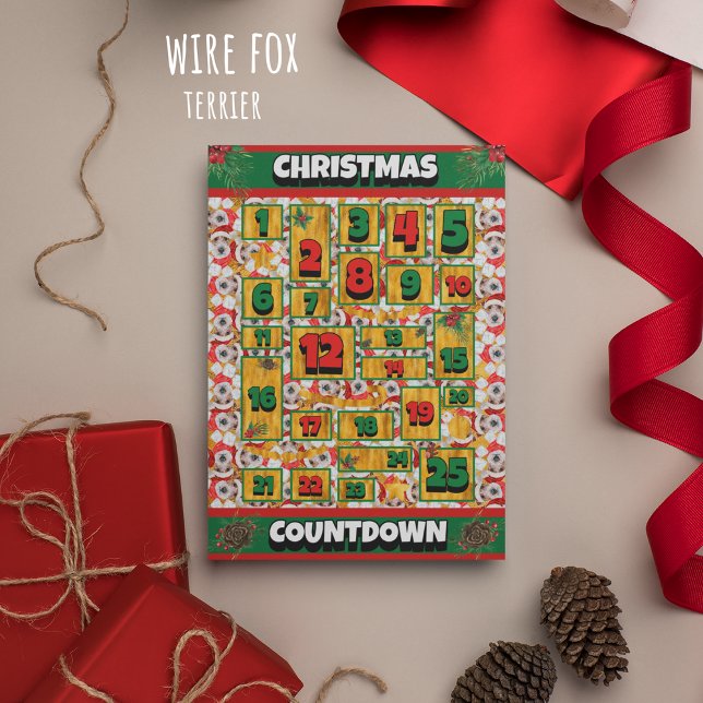 Cartes Pour Fêtes Annuelles Fil Fox Terrier Dog Compte à rebours Noël Avent (Créateur téléchargé)