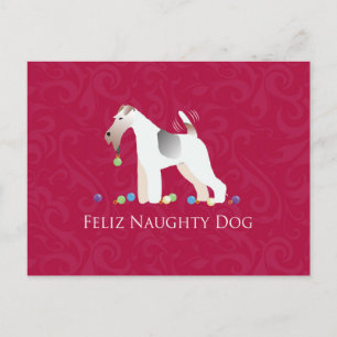Cartes Pour Fêtes Annuelles Fil Fox Terrier Feliz Naughty Chien Noël
