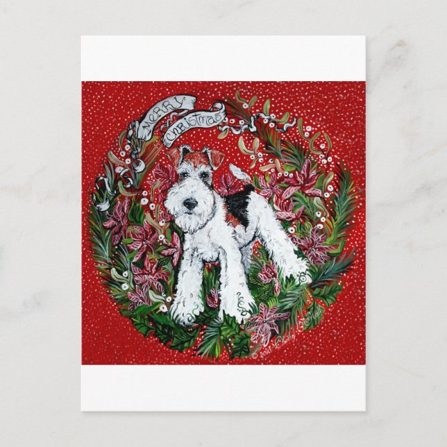 Cartes Pour Fêtes Annuelles Fil Fox Terrier Noël (Devant)