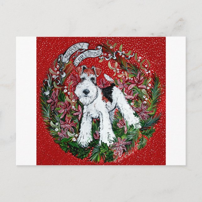 Cartes Pour Fêtes Annuelles Fil Fox Terrier Noël (Devant)