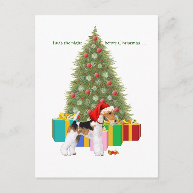 Cartes Pour Fêtes Annuelles Fil Fox Terrier Noël (Devant)