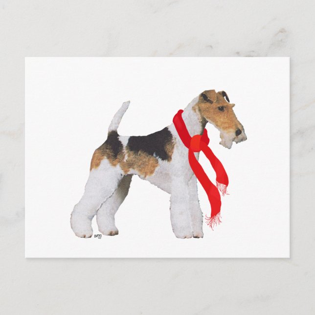 Cartes Pour Fêtes Annuelles Fil Fox Terrier Noël (Devant)